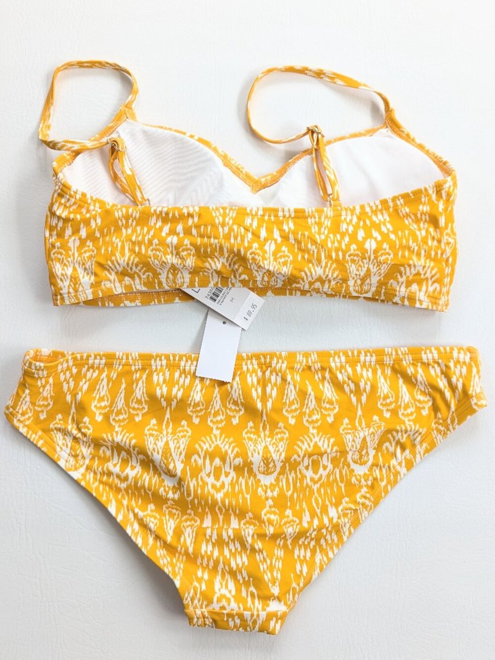 NWT Loft Ikat Print Bikini 2 Piece Set Swim Suit Size Medium Mustard White - Picture 4 of 9